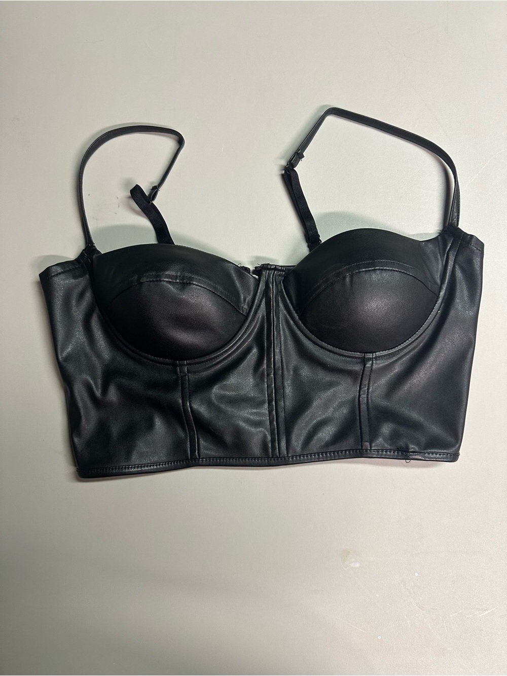 Charlotte Russe Women's black faux leather bustier bra top Sz L